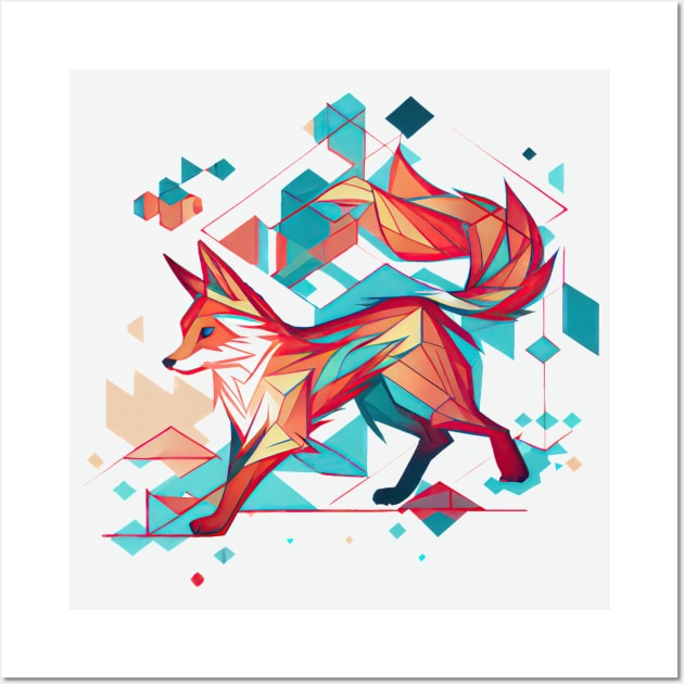 Geometric and colorful fox Wall Art by etherElric